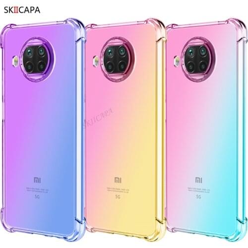 For Xiaomi Mi 10T Lite 5G Rainbow Gradient Shockproof Case For Xiaomi 10T Pro 5G Airbag Corners Soft Silicon Translucent Cover