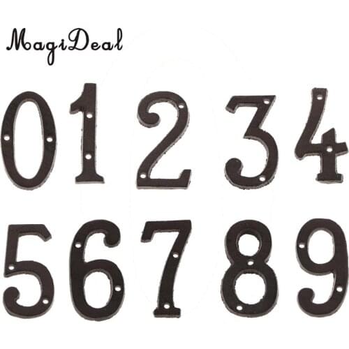 0-9 Black Wrought Iron Craft House Numbers Hotel Home Door Metal Plating Number Digits Sticker Plate Signs Address Plaque