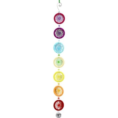 D08D Chakra Dream Catcher with 40mm Crystal Chandelier Ball Prisms Suncatcher Handmade Rainbow Fengshui Wall Car Pendant