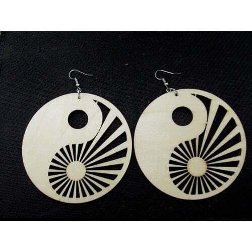 5pairs/lot Ying Yang Wood Earrings
