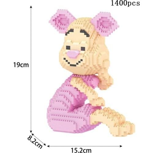 Disney cartoon Winnie Pooh Bear figures micro diamond blocks piglet building brick educational toy lovely pig nanobrick