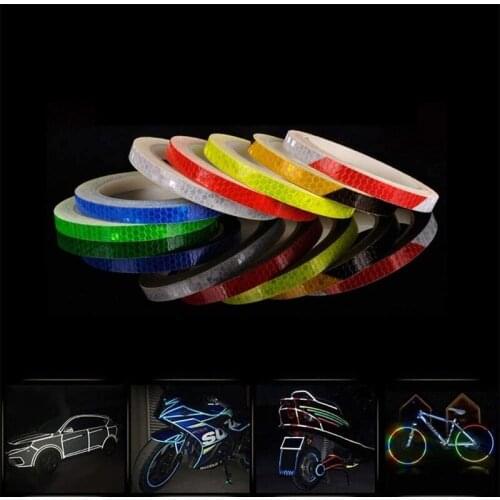 8M/Roll Bike Safety Reflective Tape Fluorescent Warning Lighting Strip Bicycle Wheel Rim Light Reflective Stickers