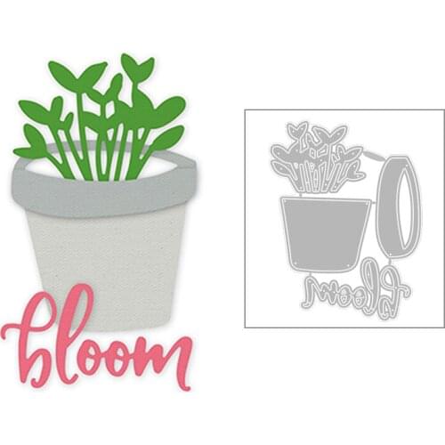 2020 Hot New Plant Flower Pot Leaf Bloom English Letter Word Metal Cutting Dies Foil and Scrapbooking For Card Making no stamps
