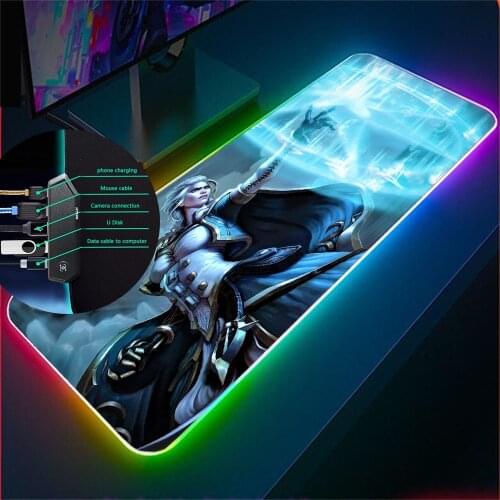 MRG RGB The Frozen Throne Game Mouse Pad with 4-Port USB Hub LED Large Mousepad XXL Laptop Computer Mousepad for Warcraft