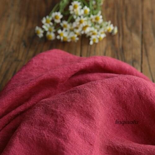 Rose red imported yarn dyed pure linen fabric shirt dress fabric High-end clothing linen fabric
