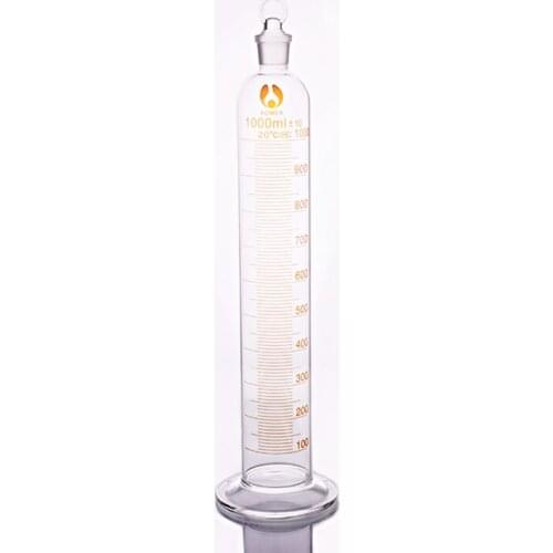 High borosilicate glass measuring cylinder with graduations and ground-in glass stopper,Capacity 1000ml,Laboratory Cylinder