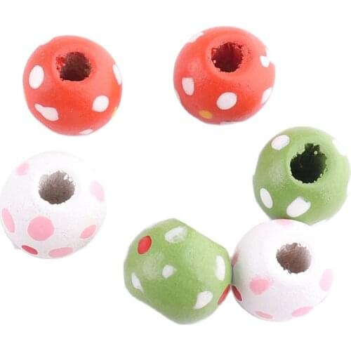 Colorful Wood Bead 9mm White/Red/Green Wave point Ball Spacer Beads For DIY Charm Bracelet Handmade Jewelry Making Accessories