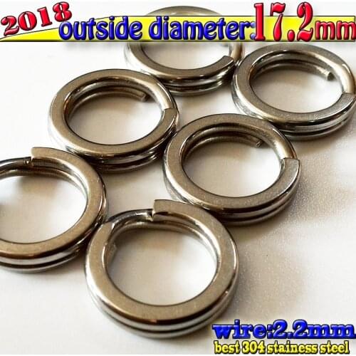 2018hot split rings wire2.2*outder diameter17.2mm quantily:6pcs/lot the good 304 stainless steel test155kg