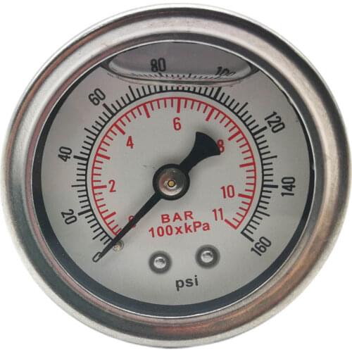 Fuel Pressure Gauge Liquid 0-160psi Oil Pressure Gauge Fuel Gauge White NEW