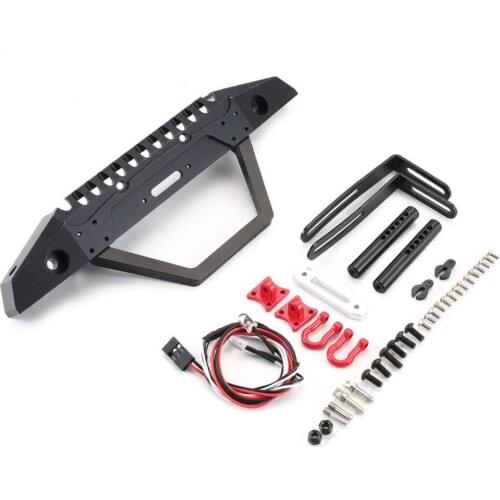 Metal Steel Front Bumper with LED Light for Axial SCX10 90046 RC Crawler Car Spare Parts Accessories Components