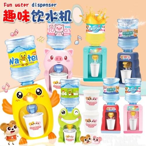 Mini Water Dispenser Cold Warm Water Juice Milk Drinking Fountain Simulation Cartoon Pretend Play Kitchen Toy Children Kids Gift