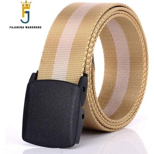 FAJARINA Unisex Fashion Nylon Belt Plastic Automatic Straped Styles Female Male Belts 38mm Width 95-120cm Length 2017 CBFJ0039