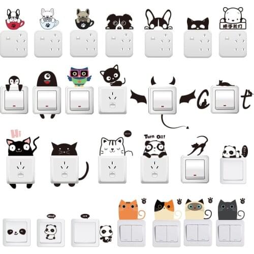 Wall stickers Cute cartoon animal Korean creative wall decoration socket paste Switch sticker Wallpaper paste