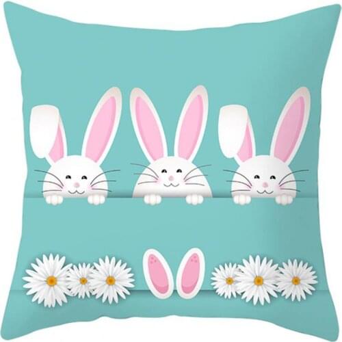 45*45cm Pillow Cover Easter Decoration Smooth Closure Rabbit Print Decor Home Cushion Cover Home Decro