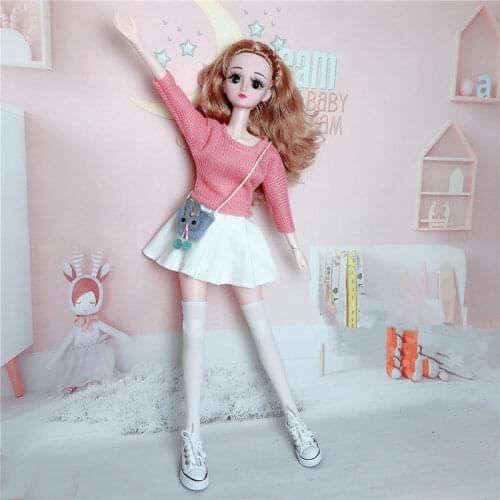 New 1/3 Doll Clothes Fashionable Pleated Skirt Suit Dress and Shoes Suitable for 60Cm Doll Accessories Toys Dress Up