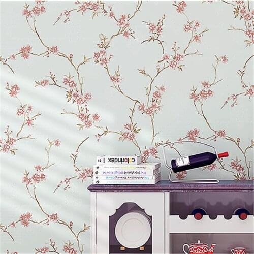 Beibehang Pastoral small floral nonwovens bedroom wallpaper romantic hotel 4D fine pressure wallpaper papel de parede infantil