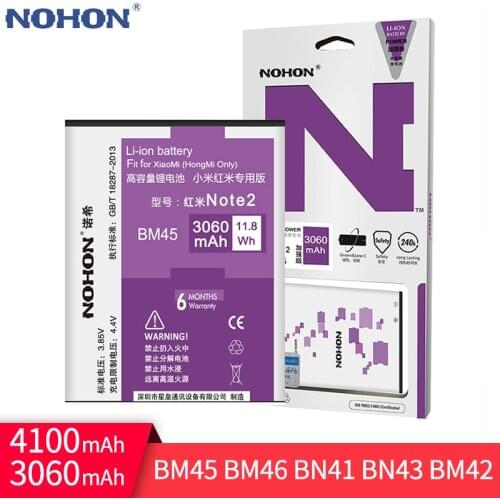 NOHON BM45 BM46 BN41 BN43 BM42 Battery For Xiaomi Redmi Note 2 3 4 4X Bateria Hongmi Note2 Note3 Note4 Replacement Batteries