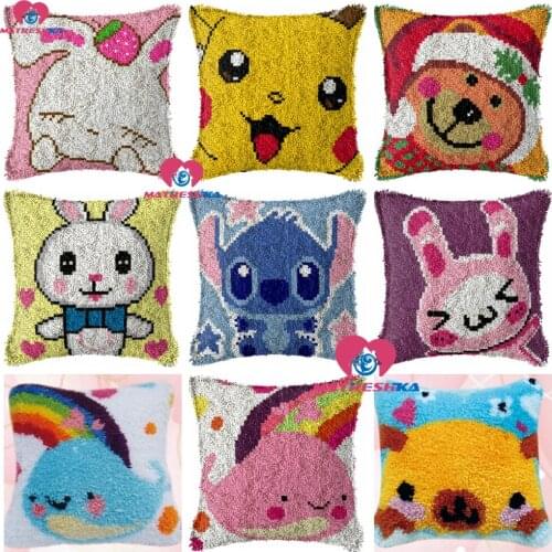 Dropshipping Cartoon Latch Hook kits Pillow Handmade Printed Canvas Cushion Latch Hook Kit Cushion klink haak kleed home decor
