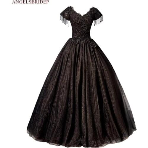 ANGELSBRIDEP V-Neck Tulle Ball Gown Quinceanera Dresses 2021 For 15 Party Gowns Formal Appliques Celebrity Masquerade Gowns