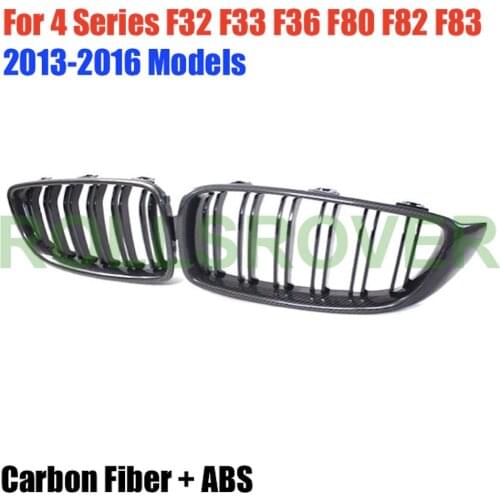 ROLLSROVER Carbon Fiber Front Bumper Grille For 4 Series F32 F33 F36 F80 F82 F83 2013-2016 Double Strip Car Styling