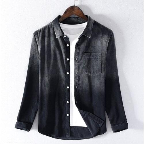 Gradient corduroy cotton long-sleeved shirts men brand autumn causal shirt for men winter clothes black shirts male chemise