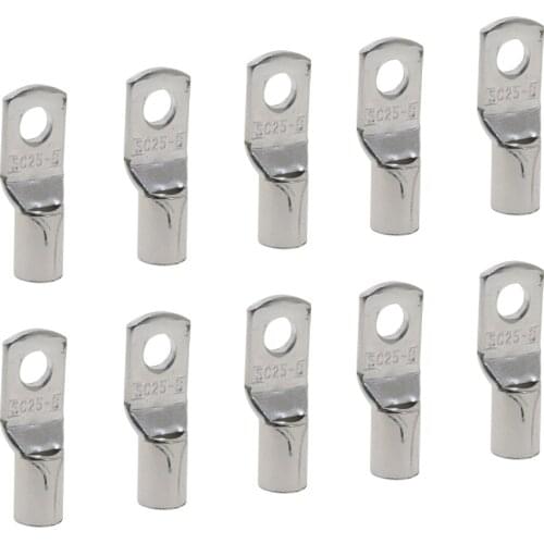 SC6/10/16/25 Bare Terminals Tinned Copper Tube Lug Ring Seal Battery Wire Connectors Bare Cable Crimped Soldered Terminal