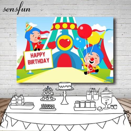 Sensfun Payaso Plim Plim Backdrop For Photo Studio Circus Boys 1st Birthday Party Photography Backgrounds Customized Photocall