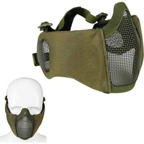 Tactical Mask Airsoft and Paintball CS Foldable Half Face Low-carbon Steel Mesh Style Comfortable Adjustable Protective Mask