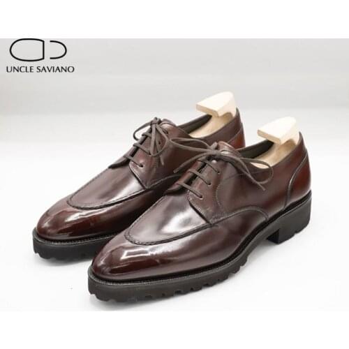 Uncle Saviano Derby Bridegroom Wedding Office Dress Formal Best Men Shoes Party Genuine Original Business Designer Shoes