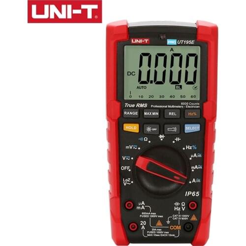 UNI-T UT195E/UT195M/UT195DS Professional Multimeter True RMS ACV 750V 5kHz bandwidth IP65 rating 2m drop proof CAT III 1000V