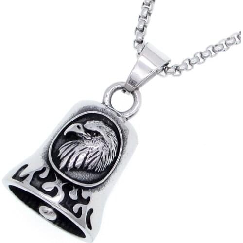 Vintage Cool Eagle Bell Pendant for Men Fashion Charm Necklace Biker Jewelry