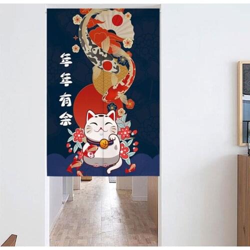 Japanese Bedroom Kitchen Bathroom Feng Shui Door Curtain Lucky Cat Curtain Partition Curtain Noren