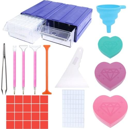 74Pcs 5D DIY Diamond Painting Tool Accessorie Drawer Storage Box Removable Assembly Crystal Bead Organizer Storage Case Containe