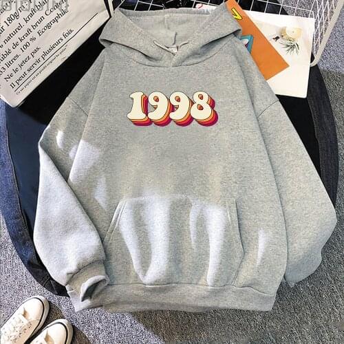 1998 Vintage Letter Print Hoody Girls Autumn Winter Warm Long Sleeve Hoodies Women Tops Birthday Gift for Wife/girlfriend/friend