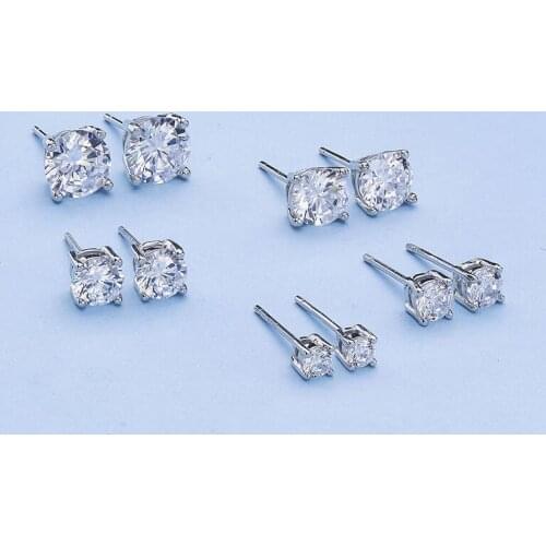 Lo Paulina 2021 New S925 4 Prong Round Cubic Zircon Stud Earrings For Women Or Men Gifts Joyas Bijoux Fine Jewelry