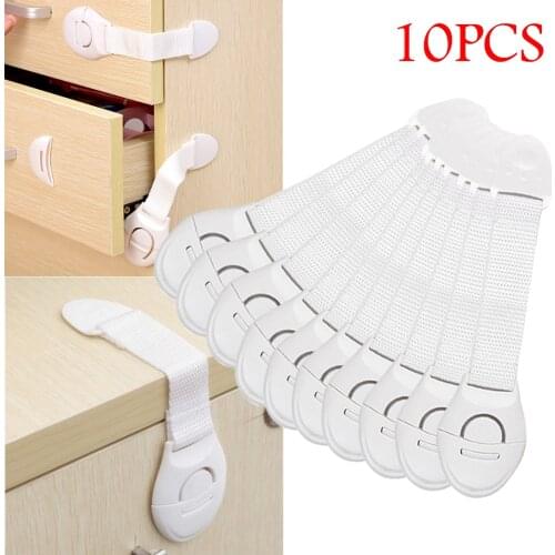 10Pcs Baby Security Protector Child Cabinet locking Plastic Lock Protection of Children Locking From Doors Drawers Baby Safety