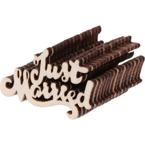 15Pcs Wooden Just Married Table Confetti Scatter Vintage Rustic Wedding Party Decor Craft Scrapbook Decorations