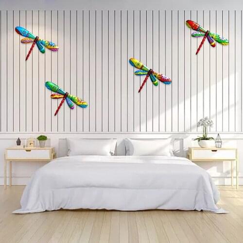 4Pack Colorful Dragonfly Garden Wall Decor 3D Wall Art Yard Hanging Accents