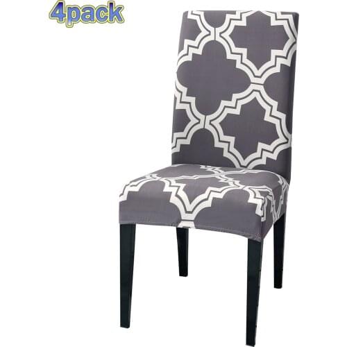 4pcs/set Elastic Dining Room Chair Covers Stretch Chair Cover High Back Chair Protective Cover Slipcover for Wedding Banquet Par