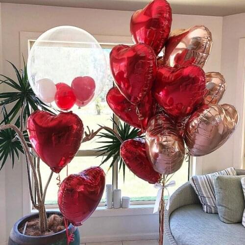 5pcs 18inch rose gold heart foil balloons wedding birthday party decor air helium balloons baby shower valentines day supplies