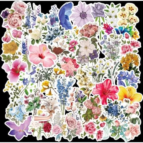50PC Seautiful Flowers Graffiti Stickers For girl Suitcase Laptop Guitar Skateboard Waterproof Decals