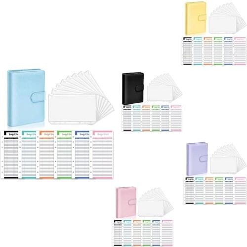 A6 PU Leather Ring Binder for Bill Planner, Waterproof Cash Budget Envelopes Syste