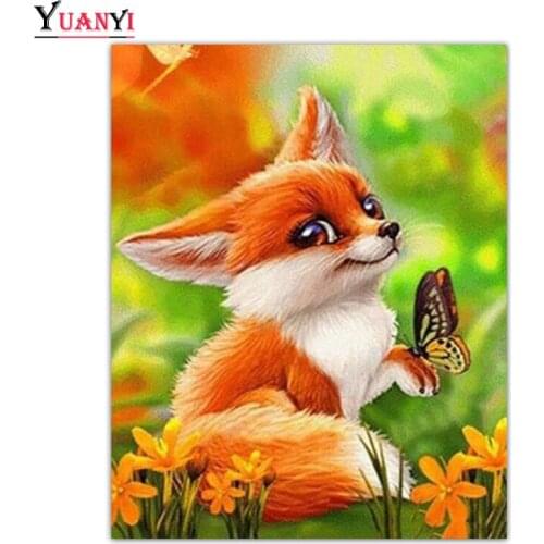 5D DIY Full Square / Round Diamond Painting Mosaic Animal Fox Butterfly Embroidery Cross Stitch 3D Home Decor Gift