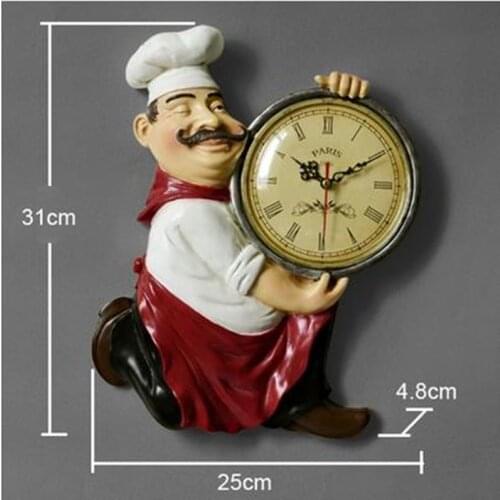 AMERICAN CHEF WALL HANGING CLOCK, CREATIVE HOME LIVING ROOM KITCHEN DINING ROOM WALL DECORATION, SILENT WALL CLOCK, WALL DECORAT