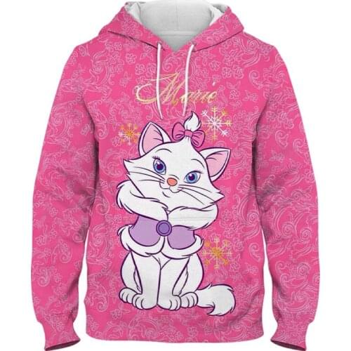 The Aristocats Woman Harajuku Clothes Kawaii Marie Cat 3D Print pullover Casual Tops Hoodie Vintage Aesthetic Girl Kids Hoodie