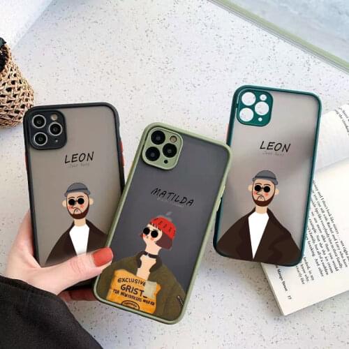 JAMULAR Cute Killer Leon Uncle Girl Phone Case For iPhone 11Pro 12 XS MAX X 7 XR SE20 8 6Plus Transparent Hard Cover Matte Coque