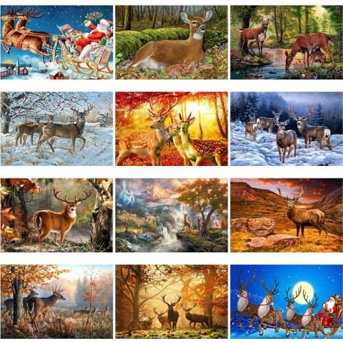 DIY 5D Diamond Painting Forest Resin Deer Diamond Embroidery Animal Cross Stitch Mosaic Full Round Drill Rhinestones Home Decor