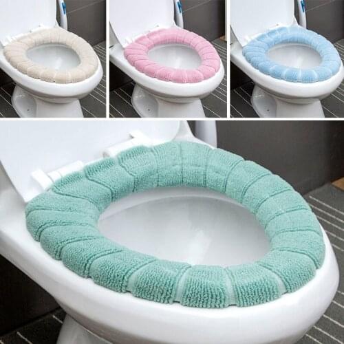 Household Warm Toilet Pad Cotton Wool Flock Anti-cold Pad Universal Reusable Toilet Seat Cover Cushion Pad Bathroom Supplie