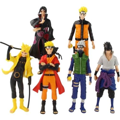 17-18cm 6Pcs/Set Anime Uzumaki Naruto Sasuke Hatake Kakashi Uchiha Itachi PVC Action Figure Figurine Statue Model Toy Doll