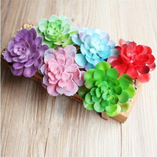 6x7.5cm Lotus Flower Head PVC Artificial Succulent Plants Home Garden Decoration Fake Plants Green Blue Pink planta artificial